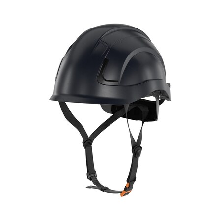 TYPE 2, CLASS E, H2-EH SAFETY HELMET, NON-VENTED, RATCHET, CHIN STRAP, SLOTTED BLACK